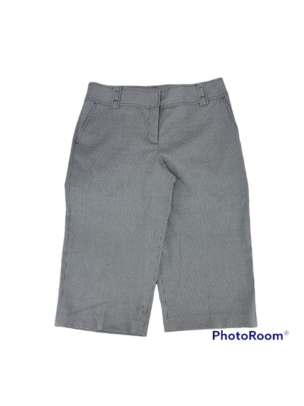 Ann Taylor LOFT Women's Ann Houndstooth Bermuda Short Capri Sz 10P Petite Black